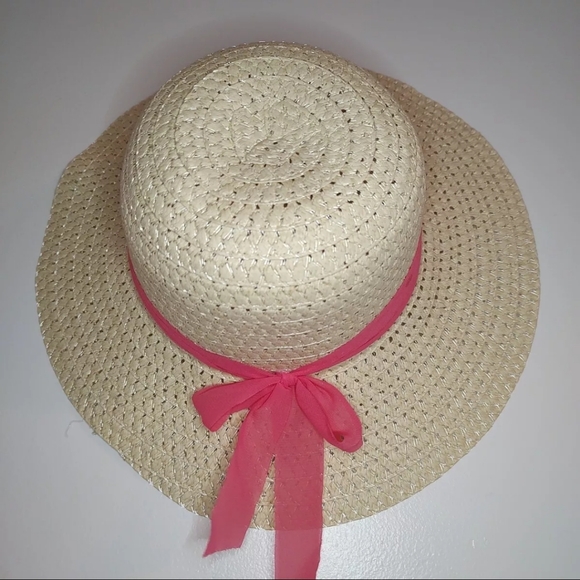 Women's Summer Straw Sun Hat 13.5" Travel Beach UV Protection Wide Brim Bow - Picture 5 of 9